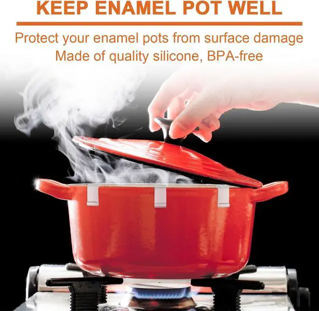 Alt view image 3 of 7 - 12pcs Dutch Oven Lid Protector Clips, Dutch Oven Accessories | Silicone Cookware Protector Plastic Pan Protective Clips for Storage Stacking & Display, Clear