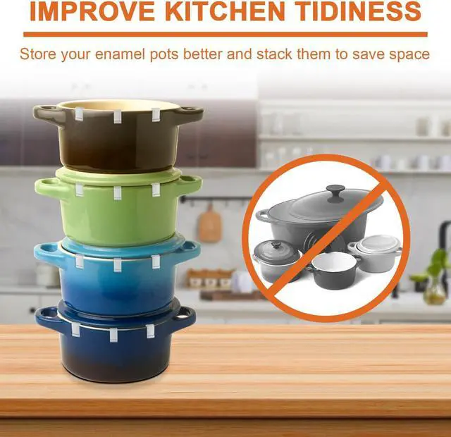 Alt view image 4 of 7 - 12pcs Dutch Oven Lid Protector Clips, Dutch Oven Accessories | Silicone Cookware Protector Plastic Pan Protective Clips for Storage Stacking & Display, Clear