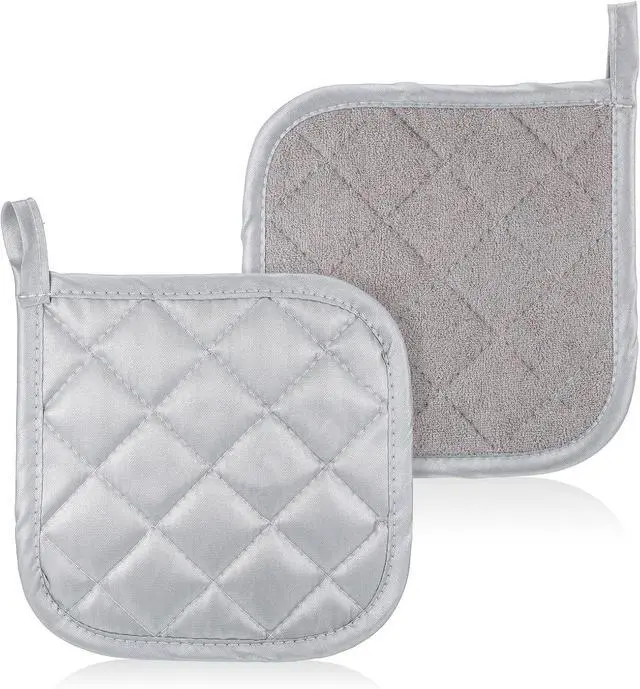 Main image of 2pcs Pot Holders Clearance Cotton Heat Resistant Pads 17cm/6.69inch White Oven Pot Holders Trivets Coasters Hot Pads Terry Pots Holder for Cooking and Baking Hot Cold Potholders Kit