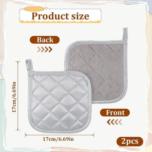 Alt view image 2 of 7 - 2pcs Pot Holders Clearance Cotton Heat Resistant Pads 17cm/6.69inch White Oven Pot Holders Trivets Coasters Hot Pads Terry Pots Holder for Cooking and Baking Hot Cold Potholders Kit