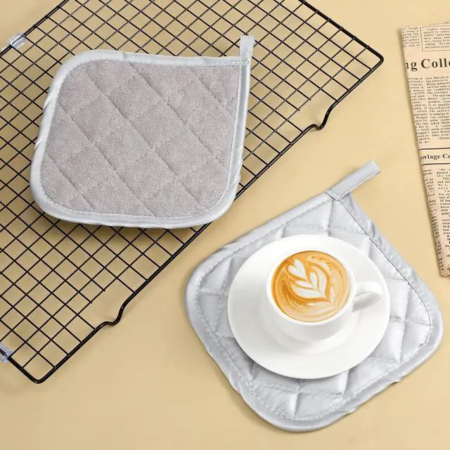 Alt view image 3 of 7 - 2pcs Pot Holders Clearance Cotton Heat Resistant Pads 17cm/6.69inch White Oven Pot Holders Trivets Coasters Hot Pads Terry Pots Holder for Cooking and Baking Hot Cold Potholders Kit