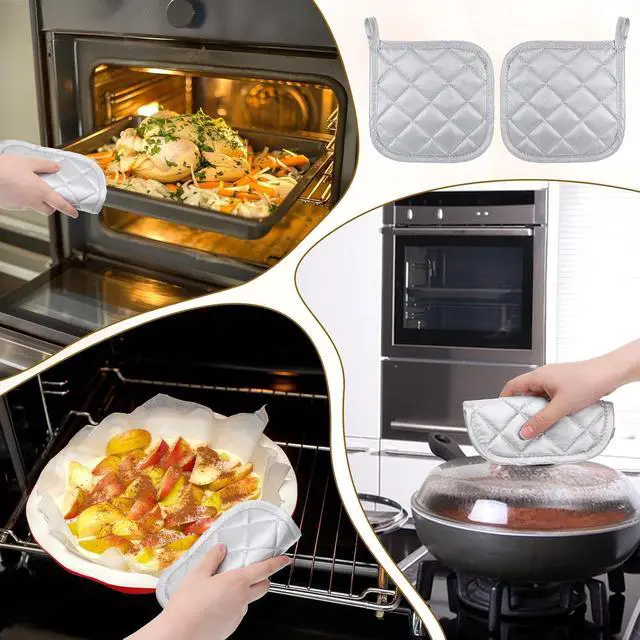 Alt view image 6 of 7 - 2pcs Pot Holders Clearance Cotton Heat Resistant Pads 17cm/6.69inch White Oven Pot Holders Trivets Coasters Hot Pads Terry Pots Holder for Cooking and Baking Hot Cold Potholders Kit