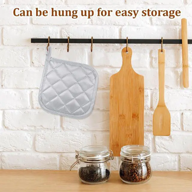 Alt view image 7 of 7 - 2pcs Pot Holders Clearance Cotton Heat Resistant Pads 17cm/6.69inch White Oven Pot Holders Trivets Coasters Hot Pads Terry Pots Holder for Cooking and Baking Hot Cold Potholders Kit