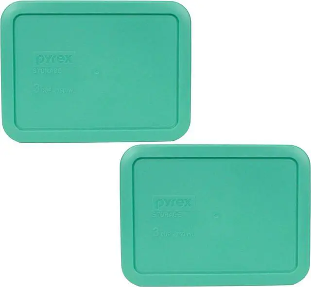 Main image of Pyrex 7210-PC (3-Cup) Light Green Food Storage Lid (2-Pack) - Made in USA | BPA-Free Plastic | Rectangle Shape | Designed for 7210 Glass Dish | Dishwasher Safe | Resists Stains and Odors