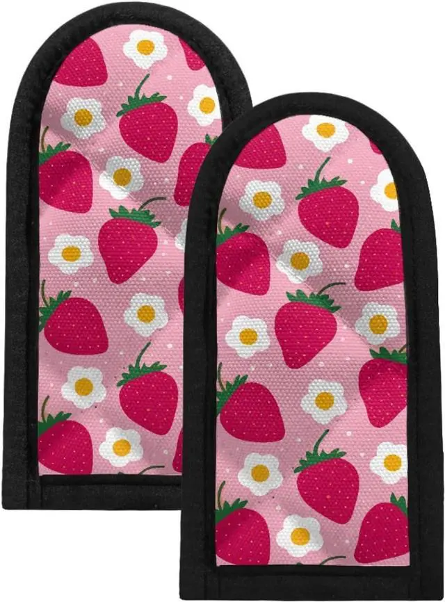 Main image of Coldinair Set of 2 Strawberry Floral Print Hot Handle Holder,Pot Handle Sleeve Heat Resistant,Potholder for Cast Iron Skillets