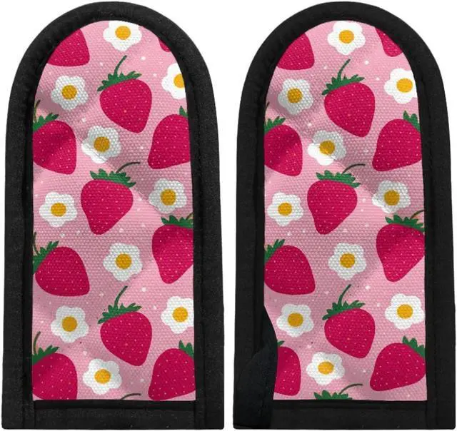 Alt view image 2 of 6 - Coldinair Set of 2 Strawberry Floral Print Hot Handle Holder,Pot Handle Sleeve Heat Resistant,Potholder for Cast Iron Skillets