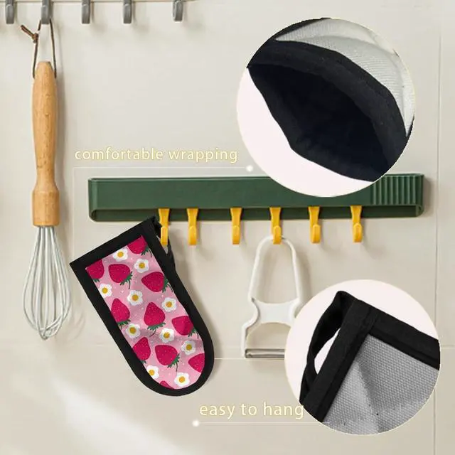 Alt view image 3 of 6 - Coldinair Set of 2 Strawberry Floral Print Hot Handle Holder,Pot Handle Sleeve Heat Resistant,Potholder for Cast Iron Skillets
