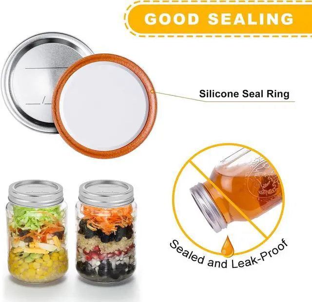 Alt view image 3 of 7 - Canning Jar Lids With Rings For Mason Regular Mouth 48Pcs2.76in Regular Mouth Kerr Ball Jars Lids With Rings Good Sealing Performance Food Grade Material Kerr Mason Jars For Canning Food Fruits DIYJam