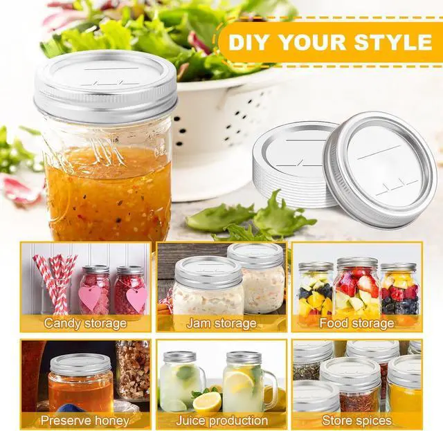Alt view image 5 of 7 - Canning Jar Lids With Rings For Mason Regular Mouth 48Pcs2.76in Regular Mouth Kerr Ball Jars Lids With Rings Good Sealing Performance Food Grade Material Kerr Mason Jars For Canning Food Fruits DIYJam