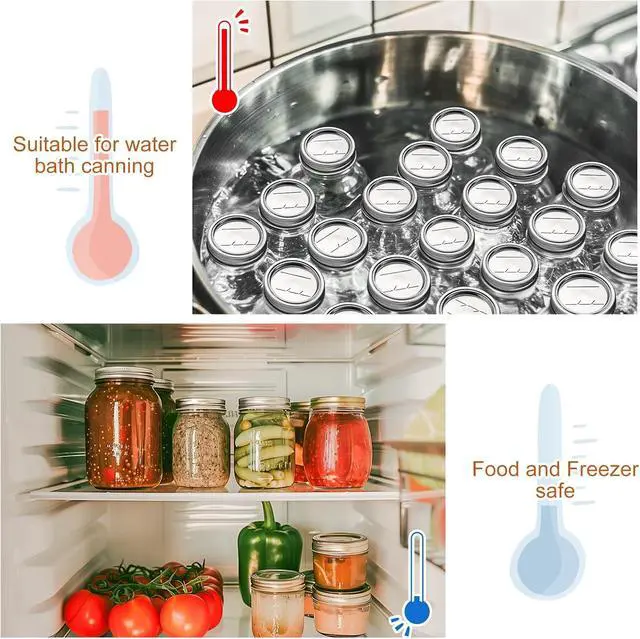 Alt view image 6 of 7 - Canning Jar Lids With Rings For Mason Regular Mouth 48Pcs2.76in Regular Mouth Kerr Ball Jars Lids With Rings Good Sealing Performance Food Grade Material Kerr Mason Jars For Canning Food Fruits DIYJam