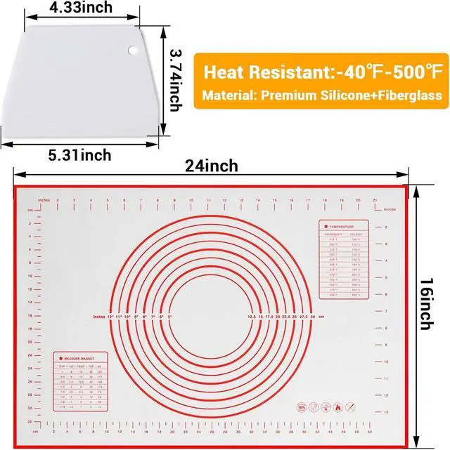 Alt view image 5 of 7 - Qidoe Silicone Baking Mat, 16" x 24", Extra Thick Non-Stick, Food-Grade, Non-Slip, Red