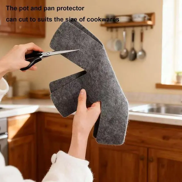 Alt view image 4 of 5 - Pot and Pan Protectors 12 Pack 3 Different Sizes Pot Separator for Stacking Cookware Protectors Pan and Pot Dividers Pads Protect Glass Ceramic Dish Plates from Slipping Scratching Marring