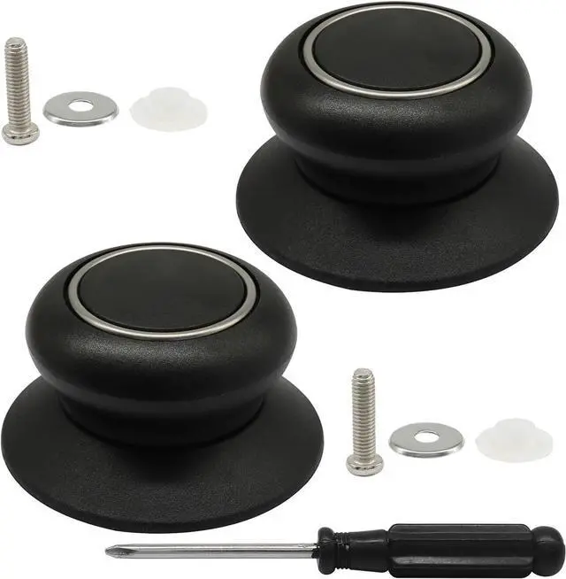 Alt view image 5 of 5 - 2 Pack Pot Lid Knob Style A | Universal Bakelite Replacement Handle, Kitchen Knob, Easy Installation, Pot Lid Grip for Casserole Kettle Cover