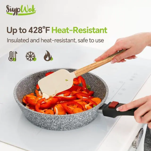 Alt view image 2 of 7 - Silicone Spatula Set, Food Grade Rubber Spatula-4 Piece Nonstick Rubber Spatulas, Spoonula, Jar Scraper for Cooking, Baking, Mixing, Frosting - Heat Resistant Up to 600°F (4 Pcs Spatula Off-White)