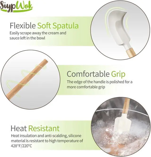 Alt view image 6 of 7 - Silicone Spatula Set, Food Grade Rubber Spatula-4 Piece Nonstick Rubber Spatulas, Spoonula, Jar Scraper for Cooking, Baking, Mixing, Frosting - Heat Resistant Up to 600°F (4 Pcs Spatula Off-White)