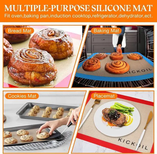 Alt view image 6 of 6 - Silicone Baking Mats Set of 3, Non-Stick Reusable BPA-Free Oven Liners | Non Slip Silicone Baking Sheet for Cookies, Macarons, Bread and Pastry, Dishwasher Safe, 11.6'' x 8.5''(Quarter)