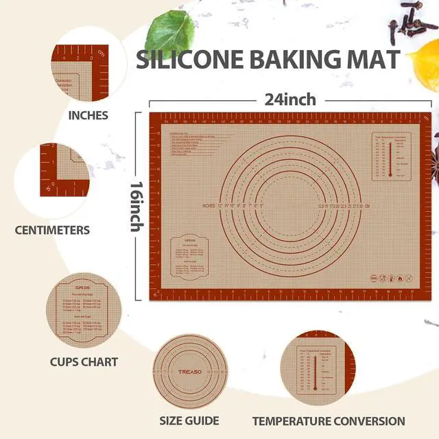 Alt view image 7 of 7 - 24" x 16" Silicone Baking Mat with Measurement Guides | Extra Thick Pastry Rolling & Sourdough Mat Baking Supplies for Making Pizza, Pie, Cookies and Bread