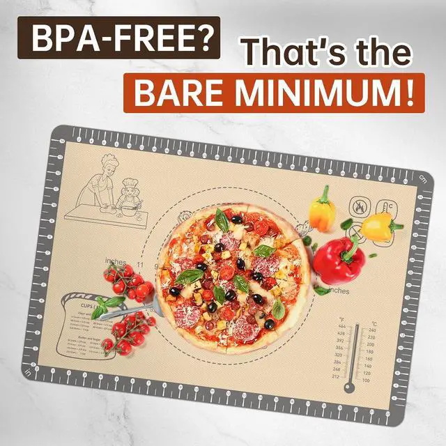 Alt view image 5 of 7 - Silicone Baking Mat with 10 Quick Recipes, Extra Thick Silicone Mats for Baking, Non Stick Pastry Mat,Reusable kneading Dough Rolling Mat for Cookie, Macaron, Bread, Pizza-Tutorial Video Included