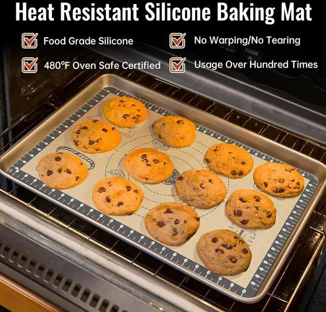 Alt view image 6 of 7 - Silicone Baking Mat with 10 Quick Recipes, Extra Thick Silicone Mats for Baking, Non Stick Pastry Mat,Reusable kneading Dough Rolling Mat for Cookie, Macaron, Bread, Pizza-Tutorial Video Included