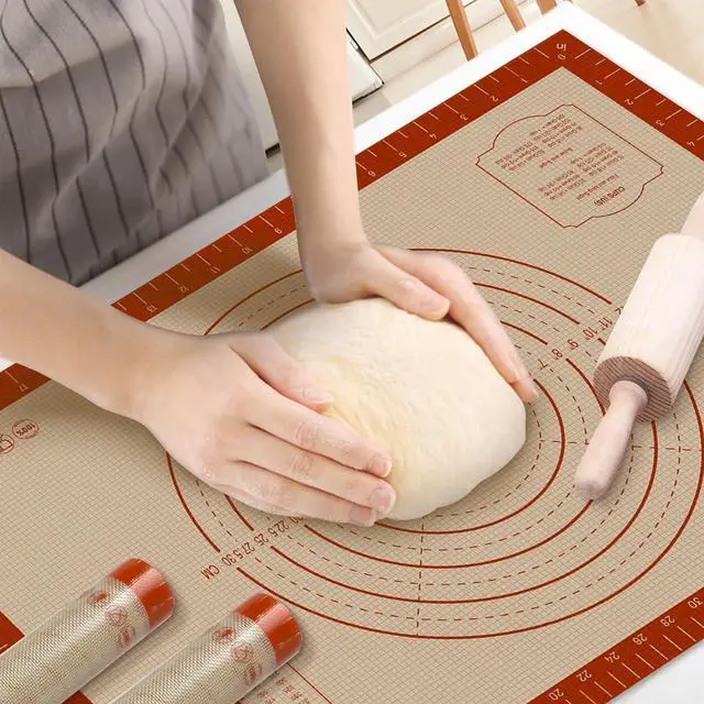 Main image of Silicone Pastry Mat, 16" x 24" Silicone Baking Mat | Reusable Non-Stick Extra Large Dough Mat with Measurement for Pie Crust, Pizza and Cookies, Counter Rolling Dough