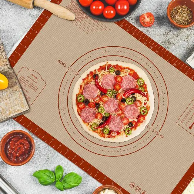 Alt view image 4 of 7 - Silicone Pastry Mat, 16" x 24" Silicone Baking Mat | Reusable Non-Stick Extra Large Dough Mat with Measurement for Pie Crust, Pizza and Cookies, Counter Rolling Dough