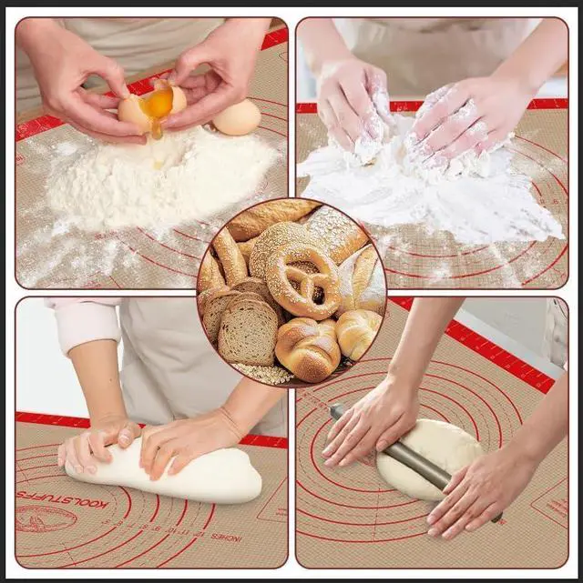 Alt view image 4 of 7 - Koolstuffs Silicone Pastry Mat, 26" x 16", Non Slip for Rolling Dough | Reusable 0.7 mm Nonstick Surface with Printed Measurements for Sourdough, Bread, Pizza, Pie, Cookies, and Fondant