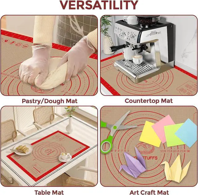 Alt view image 5 of 7 - Koolstuffs Silicone Pastry Mat, 26" x 16", Non Slip for Rolling Dough | Reusable 0.7 mm Nonstick Surface with Printed Measurements for Sourdough, Bread, Pizza, Pie, Cookies, and Fondant