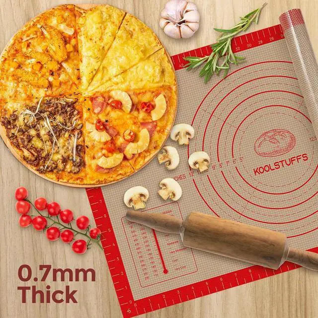 Alt view image 6 of 7 - Koolstuffs Silicone Pastry Mat, 26" x 16", Non Slip for Rolling Dough | Reusable 0.7 mm Nonstick Surface with Printed Measurements for Sourdough, Bread, Pizza, Pie, Cookies, and Fondant