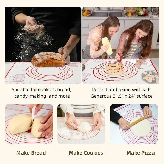 Alt view image 4 of 7 - Extra Large 31.5'' x 24" Silicone Baking Mat for Rolling Dough & Pastry Non-Stick, Heat-Resistant Kitchen Counter Protector Dishwasher Safe, Easy Clean (XXL-31.5'' X 24'')