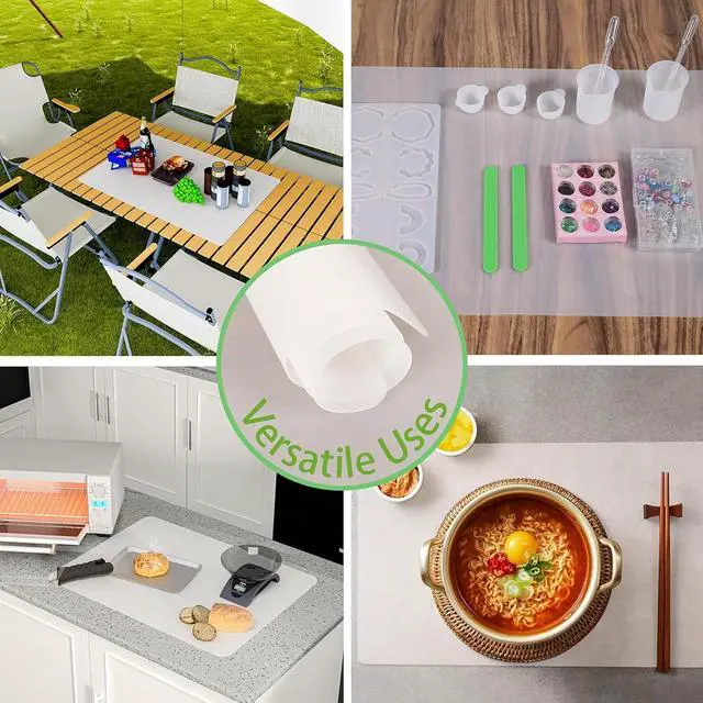 Alt view image 7 of 7 - Silicone Countertop Protector Mat: Clear Dual-Sided Non-Slip Sheet | Heat Resistant Silicone Mat for Kitchen Counter (2/Pack) 10.24" x 14.2"- Translucent Thin Non-Stick Baking Mat for Pastry