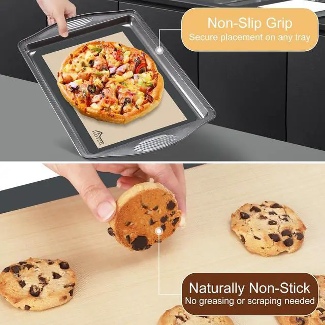 Alt view image 4 of 7 - HOTEC Silicone Baking Mats 3 Pack Non-Stick Reusable Silicone Baking Sheets for Oven Cookie & Macaron Mats 2 Half Sheet + 1 Quarter Sheet BPA-Free, Dishwasher Safe