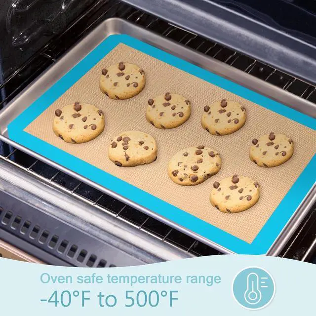Alt view image 5 of 7 - Silicone Baking Mat Set of 3, Non-Stick 2 Half & 1 Quarter Sheets | Dishwasher Safe, Reusable Baking Supplies for Cookies, Bread, Pastries & Dough, Mint Blue