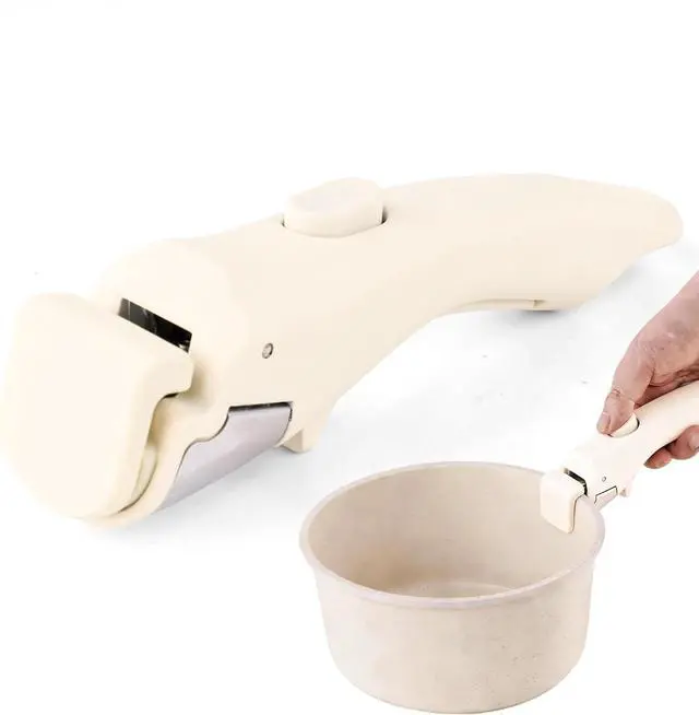 Main image of Compatible Removable Handle for Carote Pots and PansUniversal Quick-Release Detachable Handle Replacement for Thin Edge Cookware, Grip with Easy-Release Button, Cream White, 1PCS