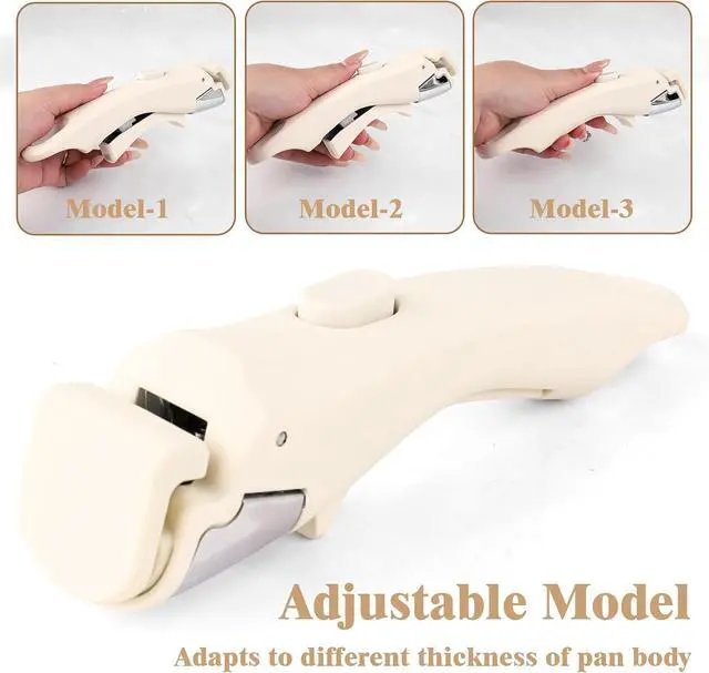 Alt view image 3 of 6 - Compatible Removable Handle for Carote Pots and PansUniversal Quick-Release Detachable Handle Replacement for Thin Edge Cookware, Grip with Easy-Release Button, Cream White, 1PCS