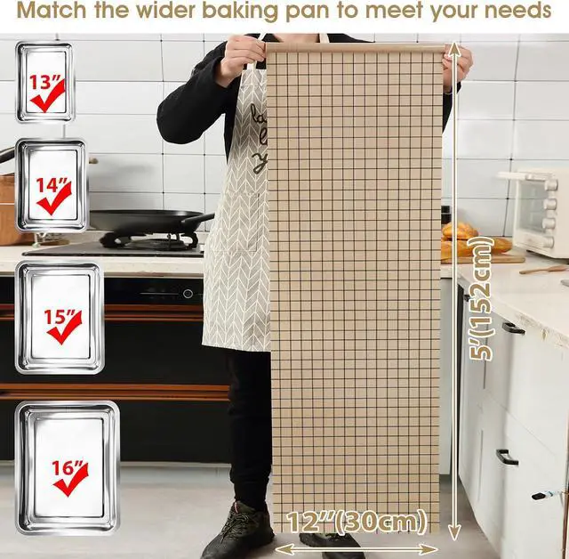 Alt view image 3 of 7 - Silicone Baking Mat Roll 12IN*5FT Free Cutting, Non-Slip Pastry Mat, Non-Stick Reusable Air Fryer Liner, Oven Liners, Counter Mat, Freeze Dryer Mat, Easily Cut to Size Fit All Ovens Pans Tins Dishes