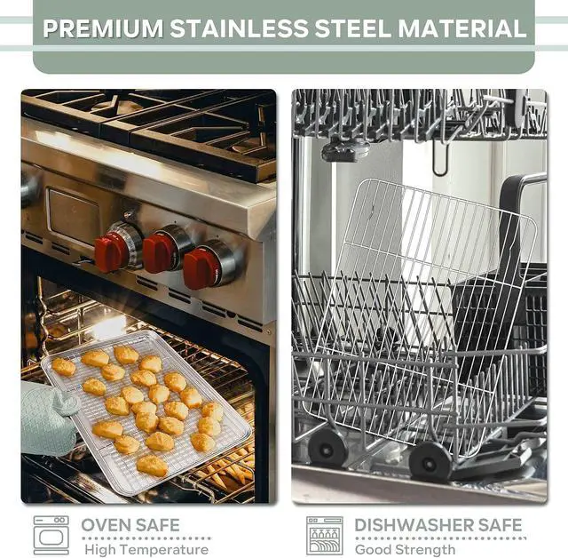 Alt view image 3 of 7 - Herogo Baking Cooling Rack Set of 2, 11.6 x 9 Wire Racks for Cooking | Stainless Steel, Oven & Dishwasher Safe, Kitchen Bakeware Baking Rack, for Cooking Roasting Grilling