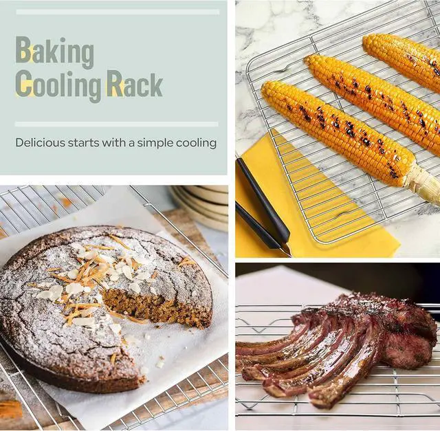 Alt view image 5 of 7 - Herogo Baking Cooling Rack Set of 2, 11.6 x 9 Wire Racks for Cooking | Stainless Steel, Oven & Dishwasher Safe, Kitchen Bakeware Baking Rack, for Cooking Roasting Grilling