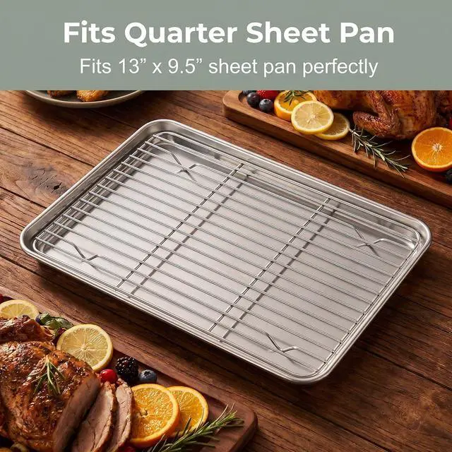 Alt view image 6 of 7 - Herogo Baking Cooling Rack Set of 2, 11.6 x 9 Wire Racks for Cooking | Stainless Steel, Oven & Dishwasher Safe, Kitchen Bakeware Baking Rack, for Cooking Roasting Grilling