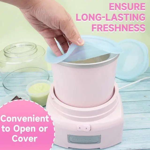 Alt view image 3 of 7 - Silicone Lids for Cuisinart 1-1/2-Quart Freezer Bowl, 2 Pack Reusable Covers for Cuisinart lce Cream Maker, Dishwasher, Microwave & Freezer Safe, Kitchen Accessory