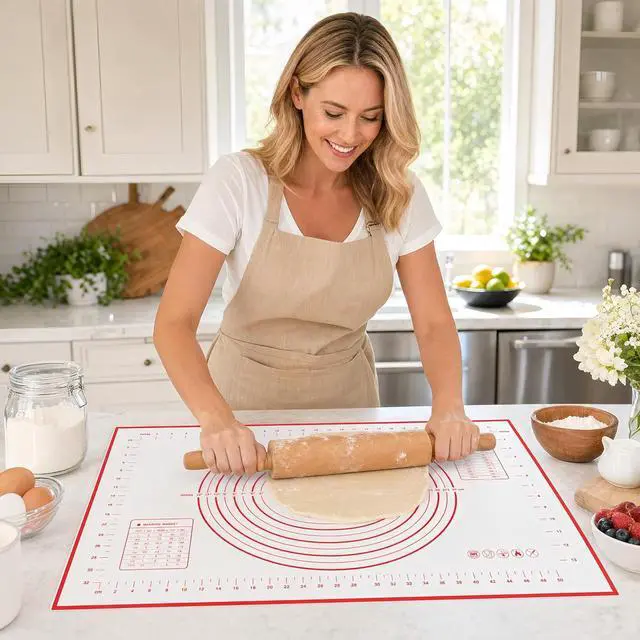 Alt view image 5 of 7 - Extra Large 31.5'' x 24" Silicone Baking Mat for Rolling Dough & Pastry Non-Stick, Heat-Resistant Kitchen Counter Protector Dishwasher Safe, Easy Clean (XXL-31.5'' X 24'')