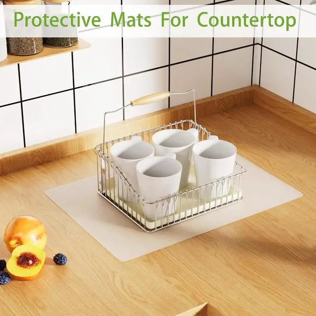 Alt view image 2 of 7 - Silicone Countertop Protector Mat: Clear Dual-Sided Non-Slip Sheet | Heat Resistant Silicone Mat for Kitchen Counter (2/Pack) 10.24" x 14.2"- Translucent Thin Non-Stick Baking Mat for Pastry