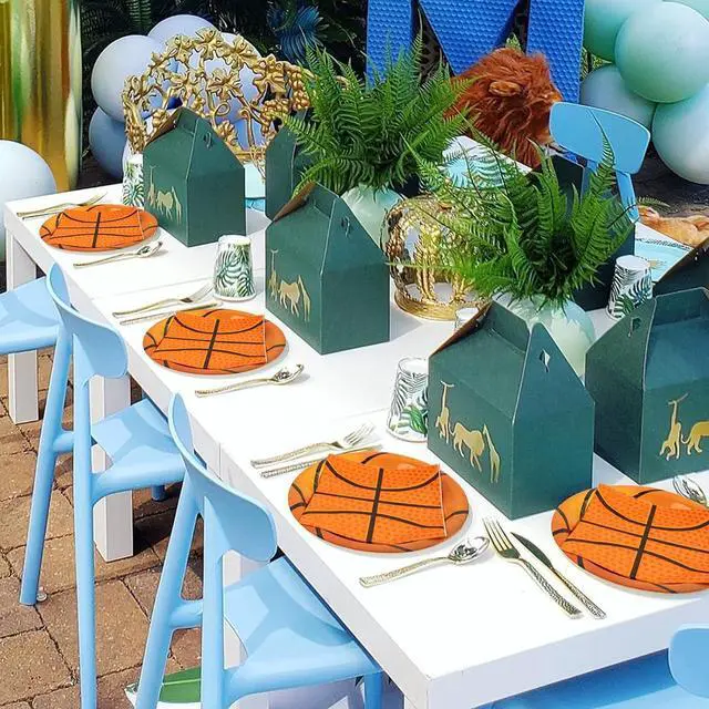 Alt view image 6 of 7 - 40PCS Basketball Paper Plates and Napkins Party Supplies, Disposable Basketball Party Plates and Napkins Tableware Set for Kids Basketball Birthday Party Decorations Serves 20 Guests