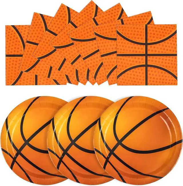 Main image of 40PCS Basketball Paper Plates and Napkins Party Supplies, Disposable Basketball Party Plates and Napkins Tableware Set for Kids Basketball Birthday Party Decorations Serves 20 Guests