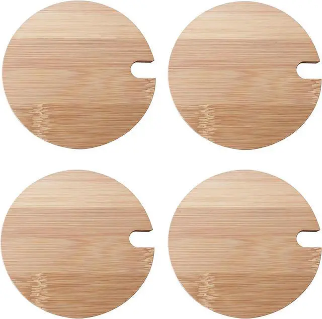 Main image of 4Pcs Natural Bamboo Mug Lids with Spoon Hole Regular Mouth Mug Cover Heat Resistant Decorative Bamboo Lids Compatible Cup Lid for Drink Cup Coffee Mug Jar (Inner Diameter 2.8inch)