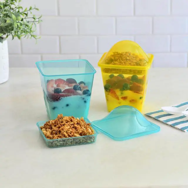 Alt view image 3 of 4 - Youngever 7 Sets Plastic Parfait Cups, Reusable Dessert Cups with Lids and Inserts, Medium 8 Ounce, Spill and Leak Proof