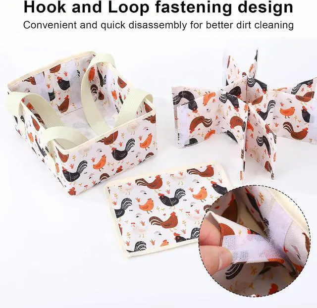 Alt view image 5 of 7 - Removable Egg Collecting Basket, Foldable Canvas Egg Holder | Egg Basket for Gathering Fresh Eggs with 9 Pouches, Collector Egg for Chicken, Duck, Goose, Collection (Cartoon Chicken)