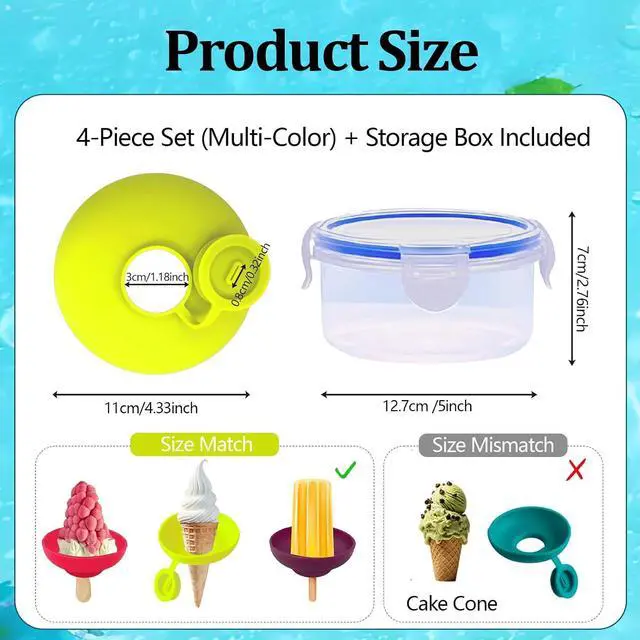Alt view image 2 of 6 - Silicone Popsicle Holders, 2-in-1 Mess Free Ice Cream Cone Holders for Kids, Reusable & Dishwasher Safe Popsicle Drip Catcher for Parties, Picnics, Home(Large 4 Sticks)