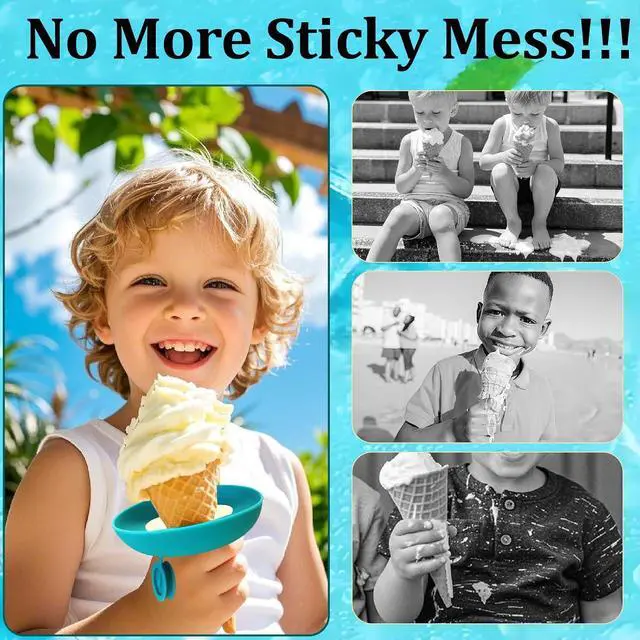 Alt view image 4 of 6 - Silicone Popsicle Holders, 2-in-1 Mess Free Ice Cream Cone Holders for Kids, Reusable & Dishwasher Safe Popsicle Drip Catcher for Parties, Picnics, Home(Large 4 Sticks)