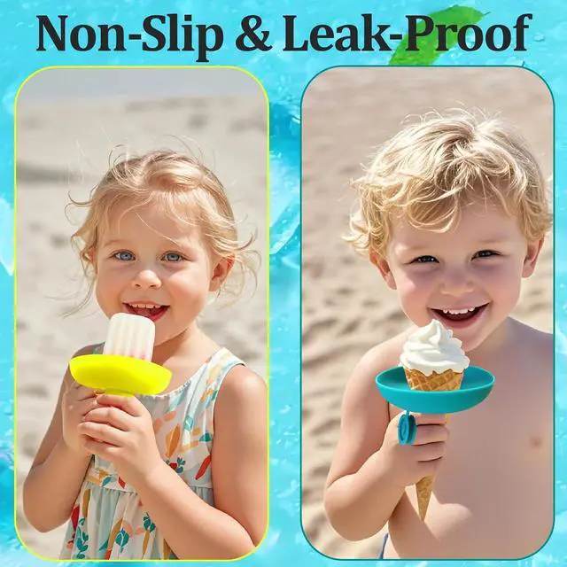 Alt view image 3 of 6 - Silicone Popsicle Holders, 2-in-1 Mess Free Ice Cream Cone Holders for Kids, Reusable & Dishwasher Safe Popsicle Drip Catcher for Parties, Picnics, Home(Large 4 Sticks)