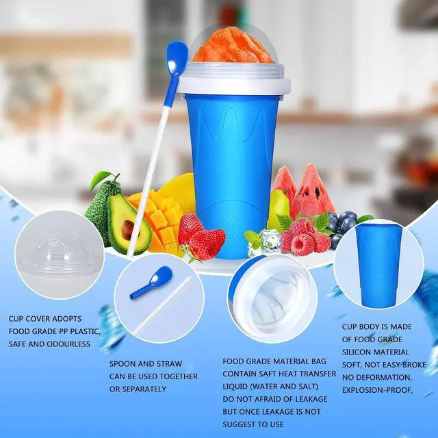 Alt view image 2 of 7 - Color Land Slushy Cup, TIK TOK Slushie Maker Cup Frozen Magic Squeeze Cup, Ice Cream Maker Cup, Cool Stuff Trending Tiktok Items Homemade DIY Cool Gadgets with Lid & Straw (350ML, BLUE)